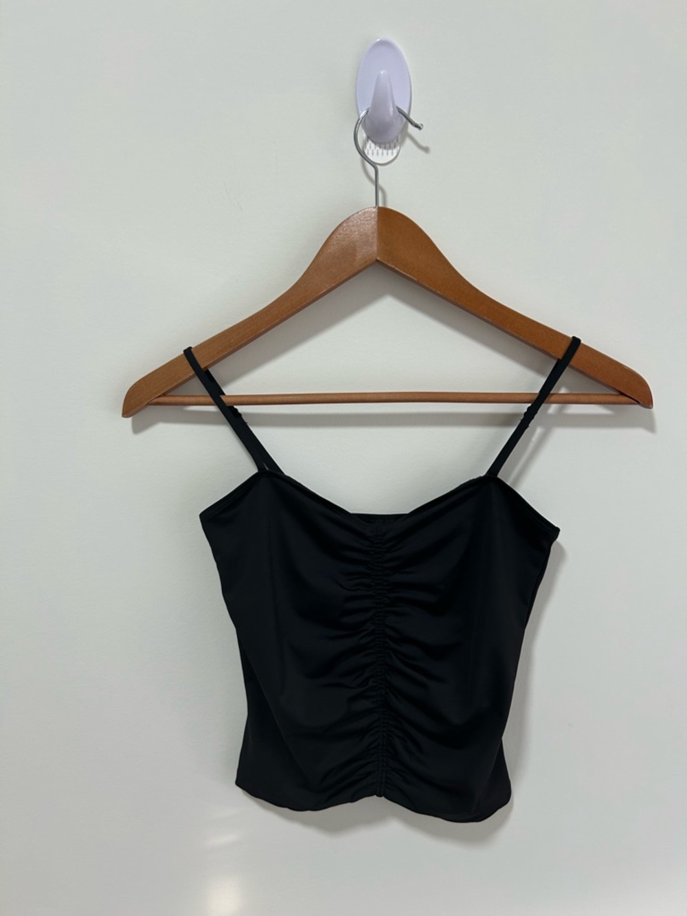 Aritzia TEN Black Ruched Cami Top